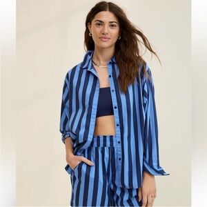 Aerie Blue Striped Button Down Shirt